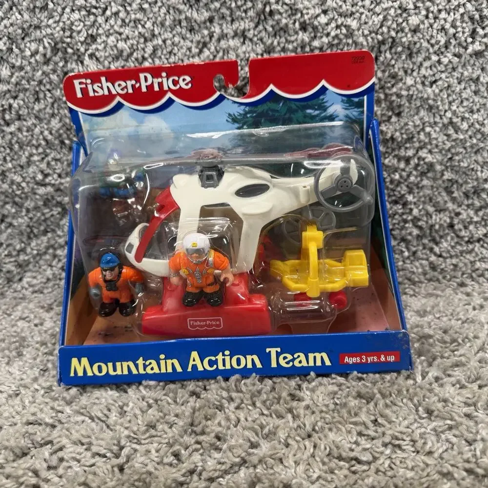 Vintage Fisher Price Mountain Action Team 72939 Helicopter Rescue Playset New
